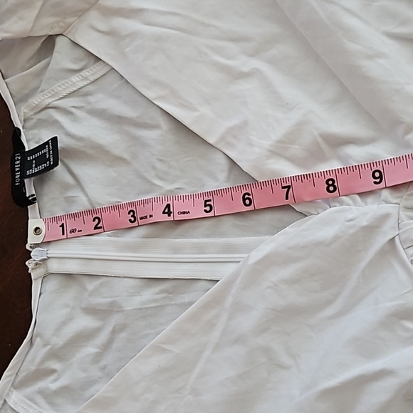 White Puff-Sleeve Babydoll Mini Dress - Picture 9 of 9